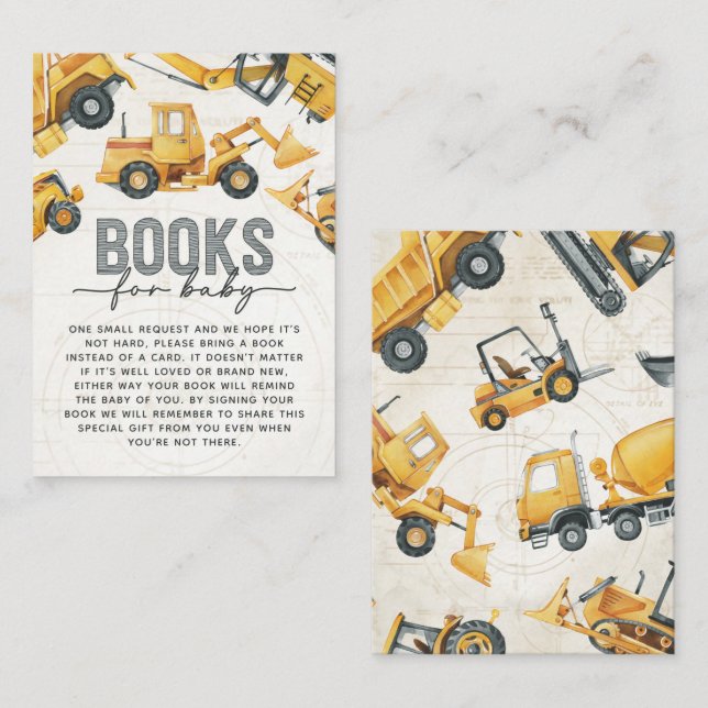 Construction Book Request for Baby Card Insert (Front/Back)