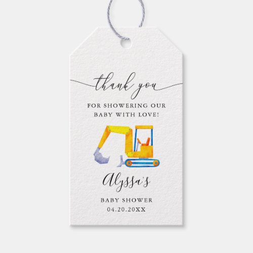 Construction Boy Baby Shower Favor Gift Tags