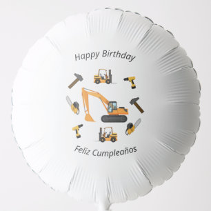Construction Boy Birthday Bilingual Happy Birthday Balloon