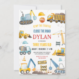 Construction Boy Birthday Invitation