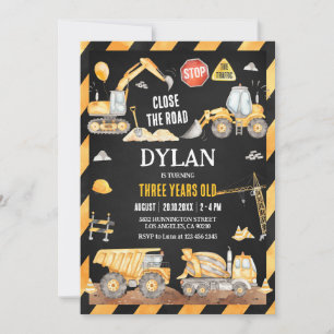 Construction Boy Birthday Invitation