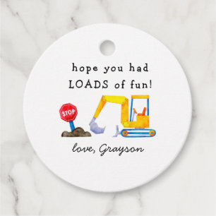 Construction Boy Birthday Party LOADS of fun Favor Tags