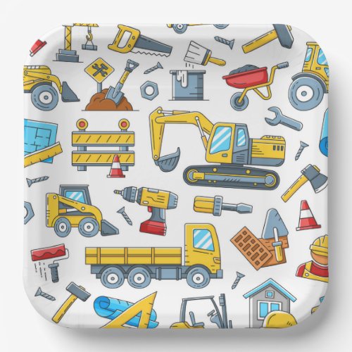Construction Boy Birthday Party Paper Plates