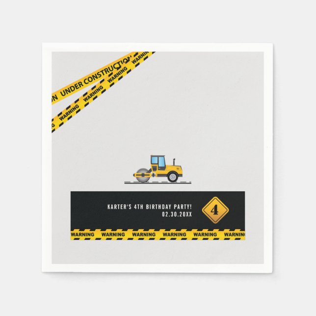 Construction Boys Baby Shower Birthday Party Paper Napkins (Front)