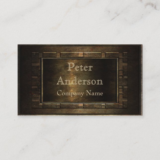 Construction Bronze Metal Frame Business Card (Front)