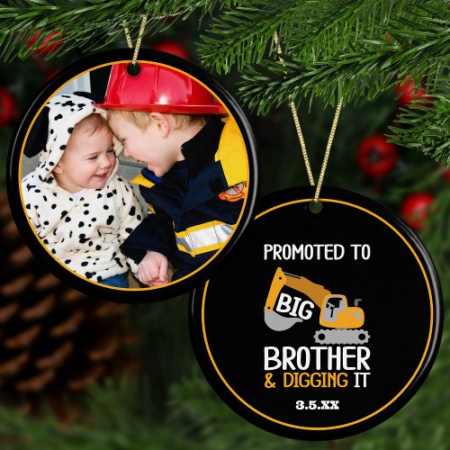 Construction Brother Digging It Photo Christmas Ceramic Ornament