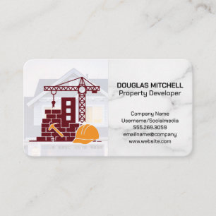 Construction Build Logo Residential Home Business Card