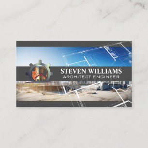 Construction Build Site   Architect Blueprints Business Card