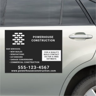 Construction Builder Brick Pattern Black 18"x24" Car Magnet