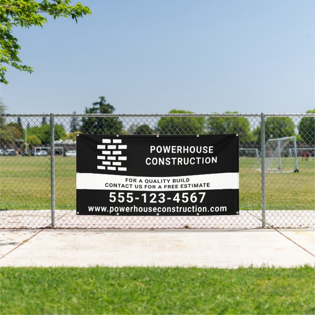 Construction Builder Brick Pattern Black Banner (Insitu)
