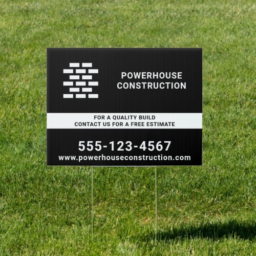 Construction Builder Brick Pattern Black Sign