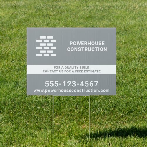 Construction Builder Brick Pattern Gray Sign