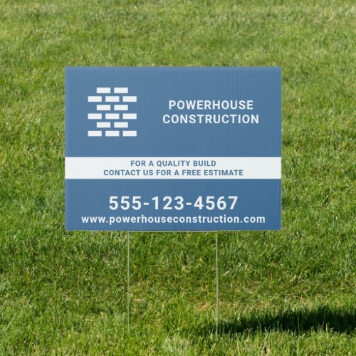 Construction Builder Brick Pattern Navy Sign