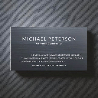 Construction Builder Developer Brushed Steel Blue Business Card