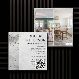 Construction Builder Developer QR Code Photo Square Business Card