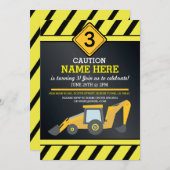 Construction Builder Digger Truck Birthday Party Invitation (Front/Back)