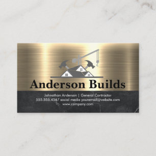 Construction Builder Gold Metallic Marble Business Card