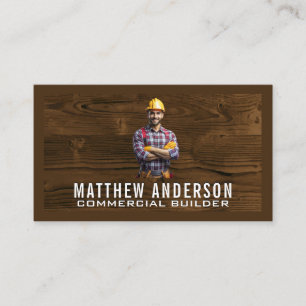 Construction Builder   Wood Business Card