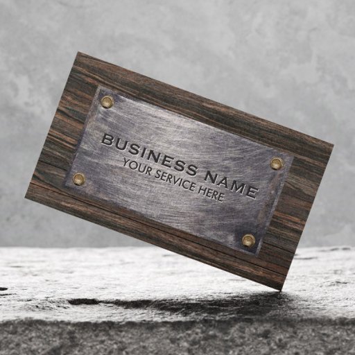 Customizable Construction Builder Wood &amp; Metal Professional Business Card