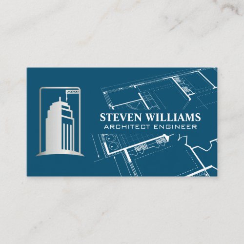 Construction Building  Architect Blueprint Business Card