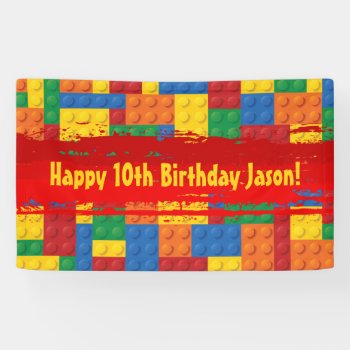 Construction Building Blocks Birthday Banner by wasootch at Zazzle