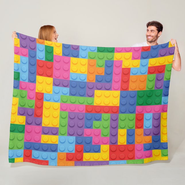 Construction Building Blocks Toy Pattern 2 Fleece Blanket (In Situ)