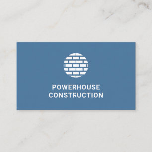 Construction Building Firm Brickwork Logo Navy Business Card