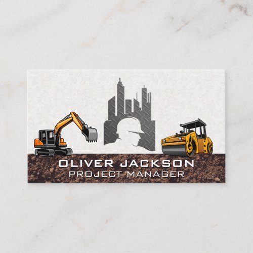 Construction Building Logo  Heavy Machinery Business Card