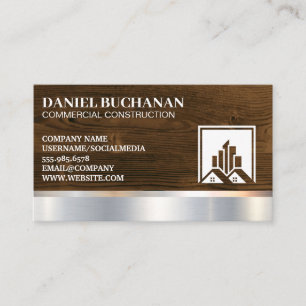 Construction Building Logo   Wood Metal Business Card