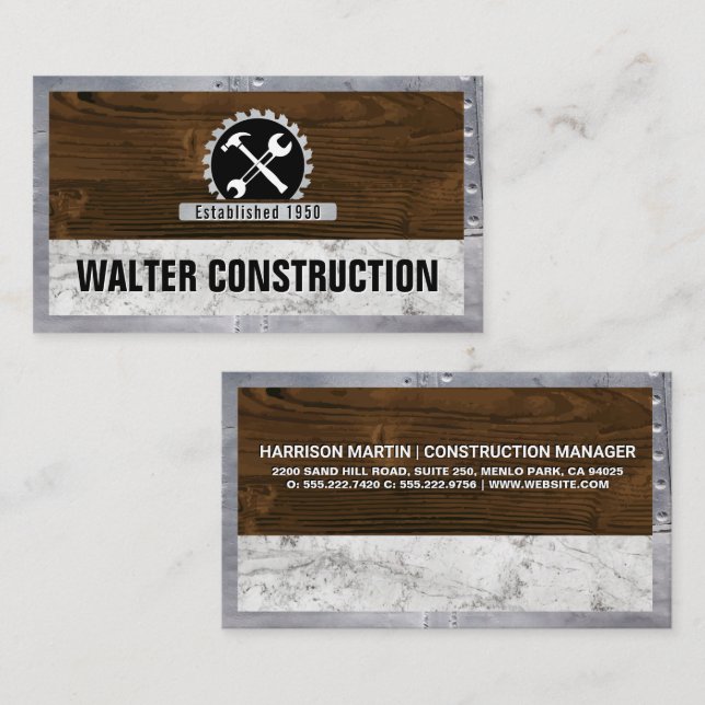 Construction Building Materials | Tools Logo Business Card (Front/Back)