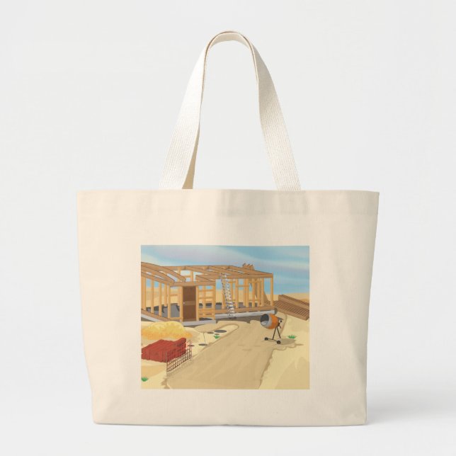 Construction Building Site Large Tote Bag (Front)