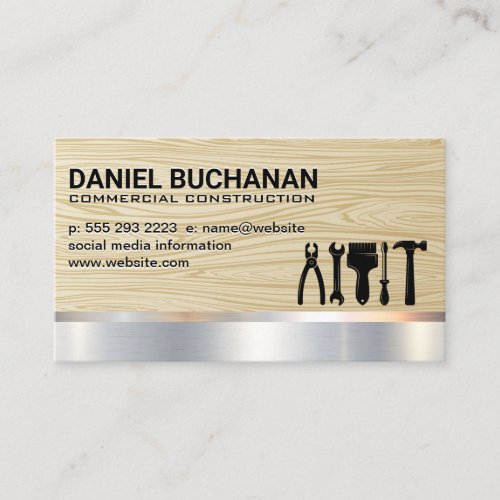 Construction Building Tools  Wood  Metal Business Card
