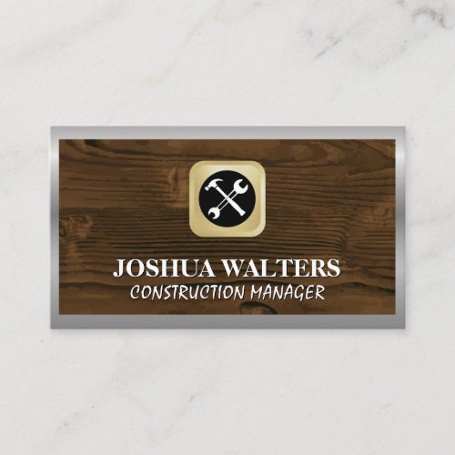 Construction Building Tools  Wood Metal Business Card