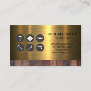 Construction Building Tools Wood Metal Business Card