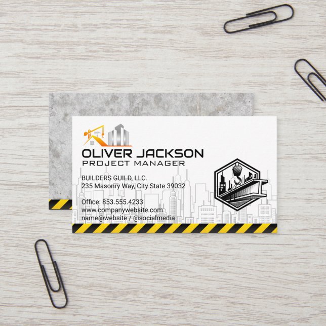 Construction Buildings | Blue Collar Business Card (Front/Back In Situ)
