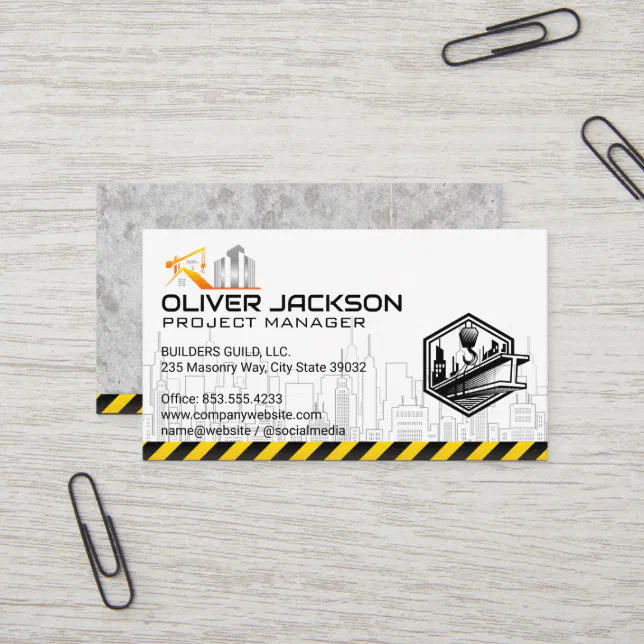 Construction Buildings | Blue Collar Business Card | Zazzle