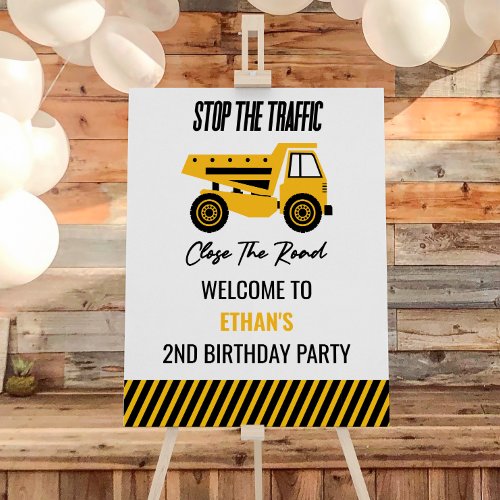 Construction Bulldozer Birthday Party Welcome Sign