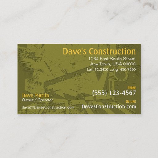 Customizable Construction Business Card