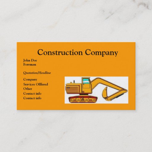 Customizable Construction Business Card