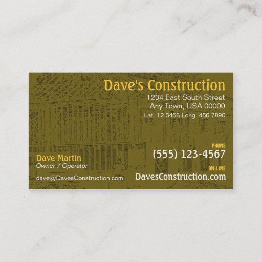 Customizable Construction Business Card