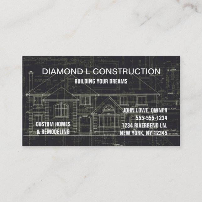Construction business card Black (Front)