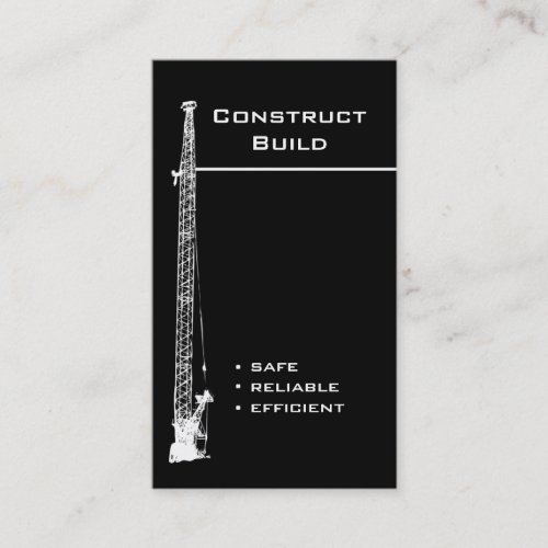Construction Business Card black white crane