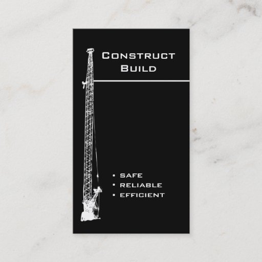 Customizable Construction Business Card black white crane