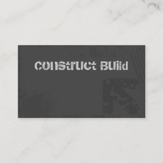 Construction Business Card Grunge gray (Front)