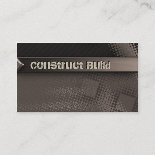 Customizable Construction Business Card Grunge metal dots brown