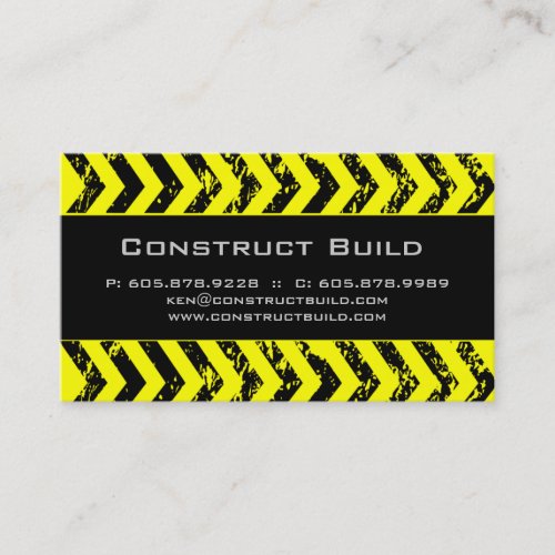 Construction Business Card Grunge yellow black