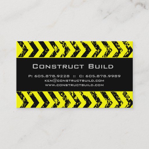 Customizable Construction Business Card Grunge yellow black