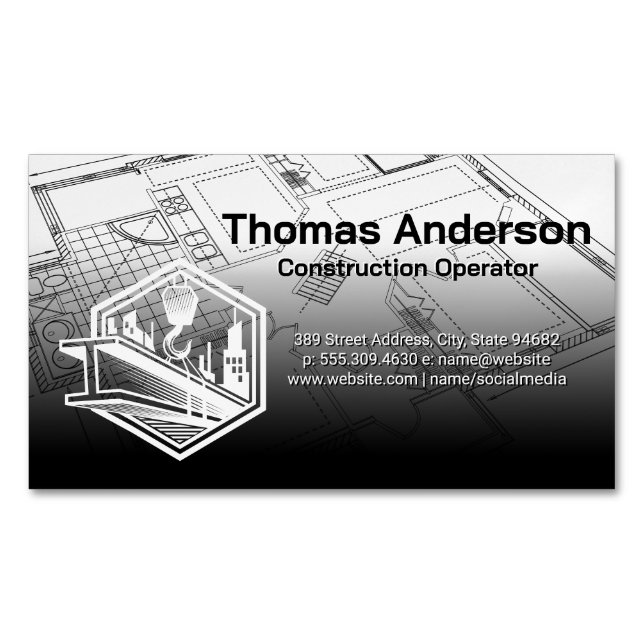 Construction  business card magnet (Front)