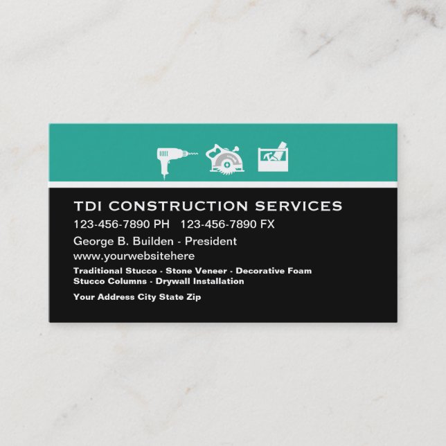 Construction Business Card Template (Front)
