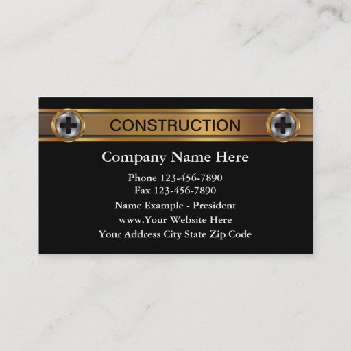 Customizable Construction Business Cards